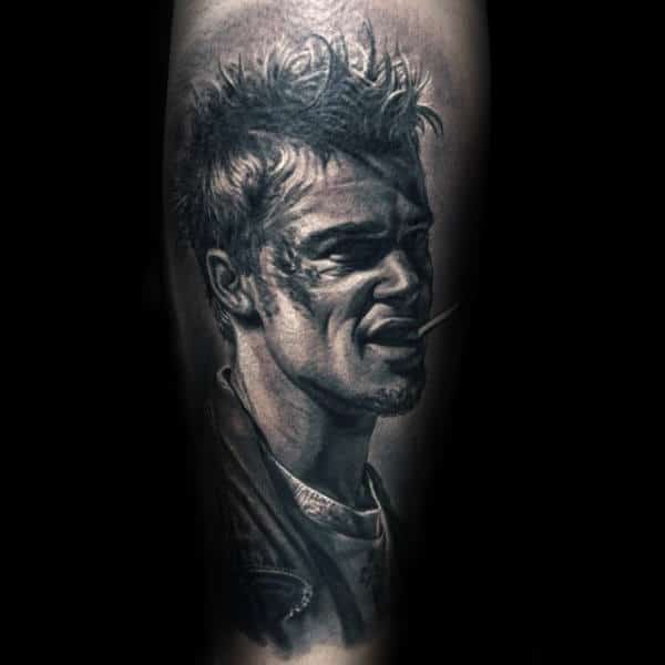 Mens Fight Club Realistic 3d Tyler Durden Designs For Tattoos