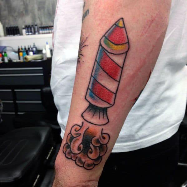 Mens Fireworks Rocket Tattoo Designs