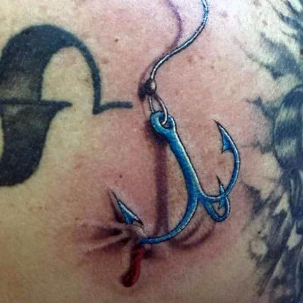 Men's Fishing Hook Skin Tattoos
