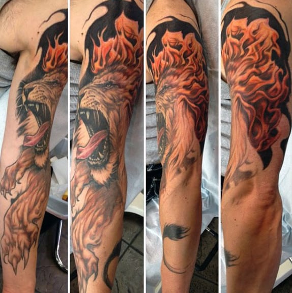 Mens Flame Tattoo On Arm