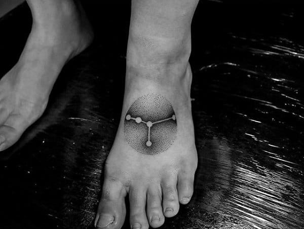 Mens Foot Tattoo Dotwork Of Cancer Constellation