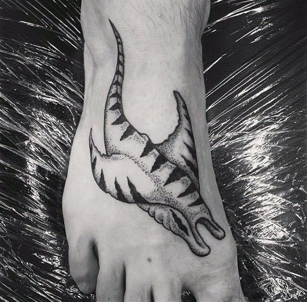 Mens Foot Tattoo With Manta Ray Design
