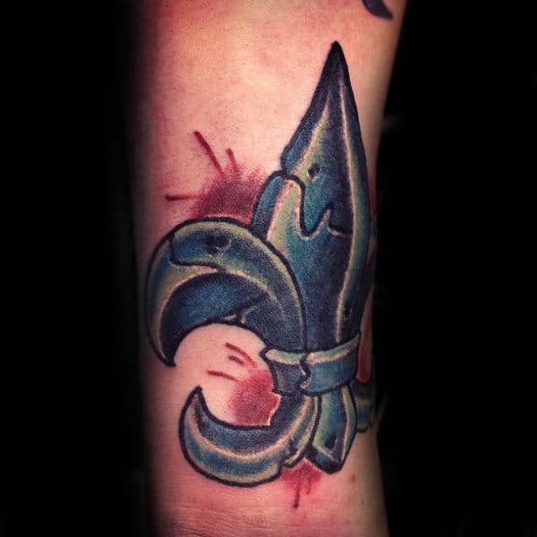 Mens Forearm Fleur De Lis Tattoo Design Inspiration