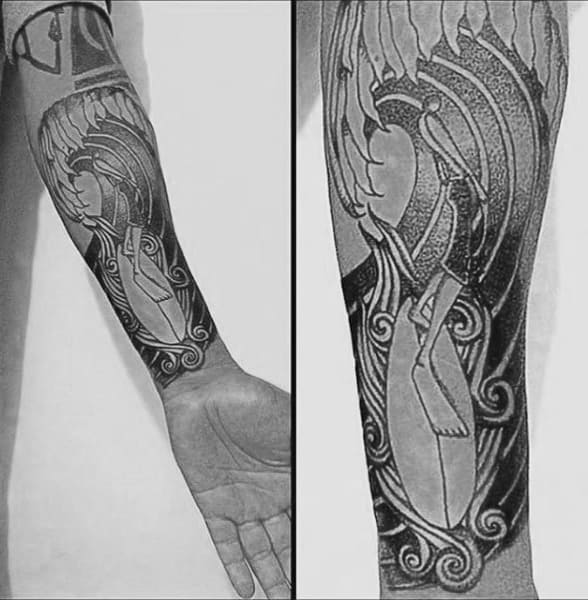 Mens Forearms Artistic Grey Surf Tattoo
