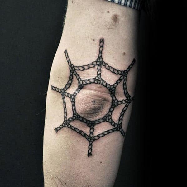 Mens Forearms Circular Design Rope Tattoo