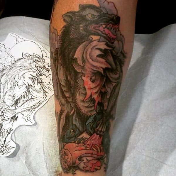Mens Forearms Gorgeous Werewolf Tattoo