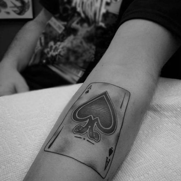 Mens Forearms Grey Shaded Ace Of Spades Tattoo