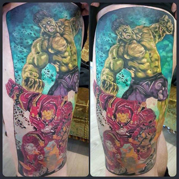 Mens Forearms Hulk Fight Tattoo