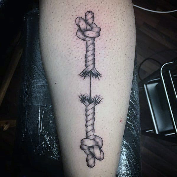 Mens Forearms Severed Rope Tattoo