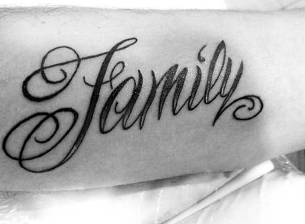 Mens Forearms Simple Family Fonted Tattoo