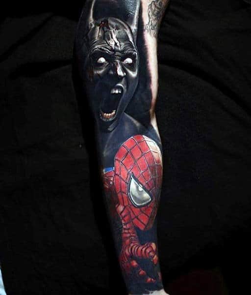 Mens Forearms Spiderman Tattoo