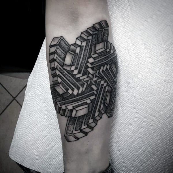 Mens Forearms Twisted Pattern Tattoo