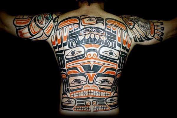 Mens Full Back Amazing Haida Tattoo