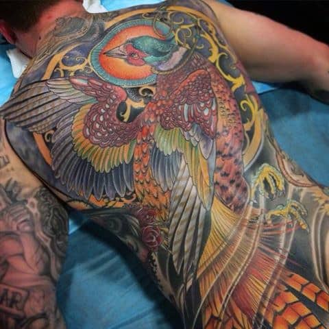 Mens Full Back Impressive Colored Tattoo