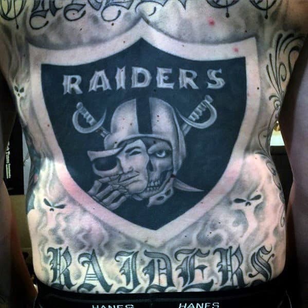 Mens Full Back Oakland Raiders Themed Tattoo Designs