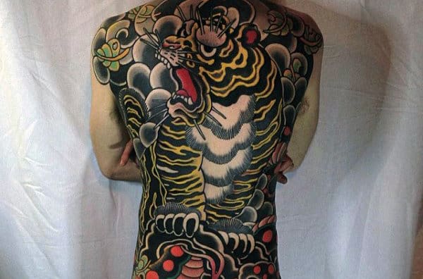 Mens Full Bak Wild Tiger Tattoo