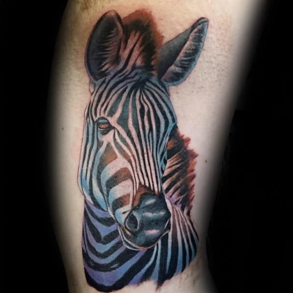 Mens Full Rib Cage Side Zebra Tattoos