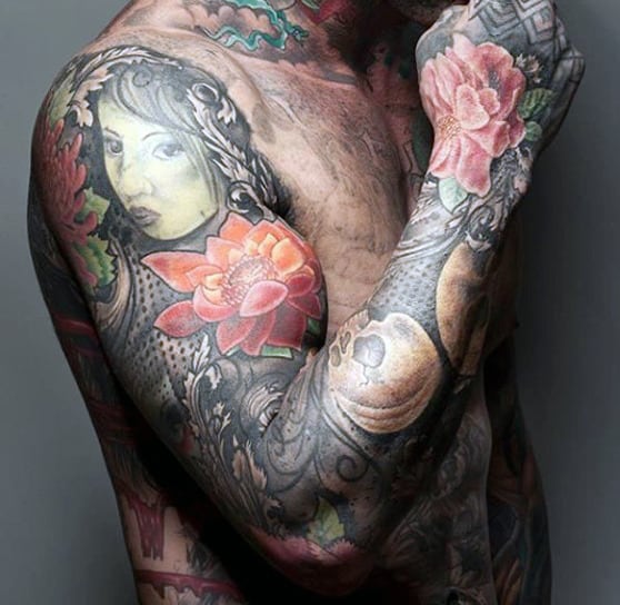 Men's Full Sleeve Flower Tattoo Ideas