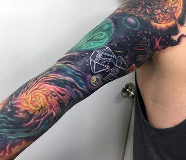 Men's Full Sleeve Star Tattoo