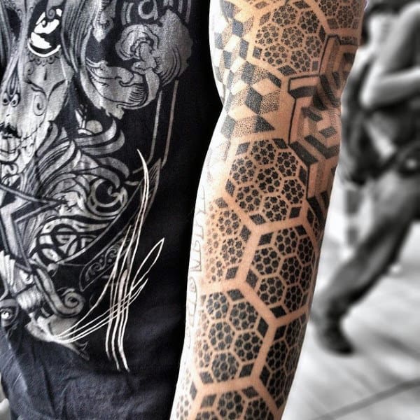 80 Honeycomb Tattoo Designs For Men - Hexagon Ink Ideas
