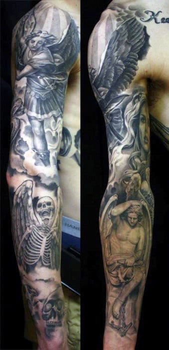 Praying skeleton angel tattoo Tattooed tattoos blackan  Flickr