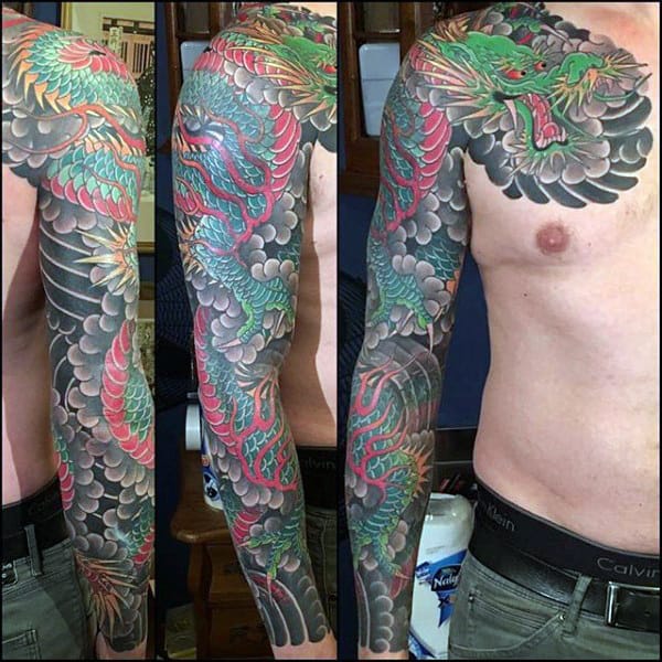 Mens Full Sleeves Wonderful Dragon Tattoo