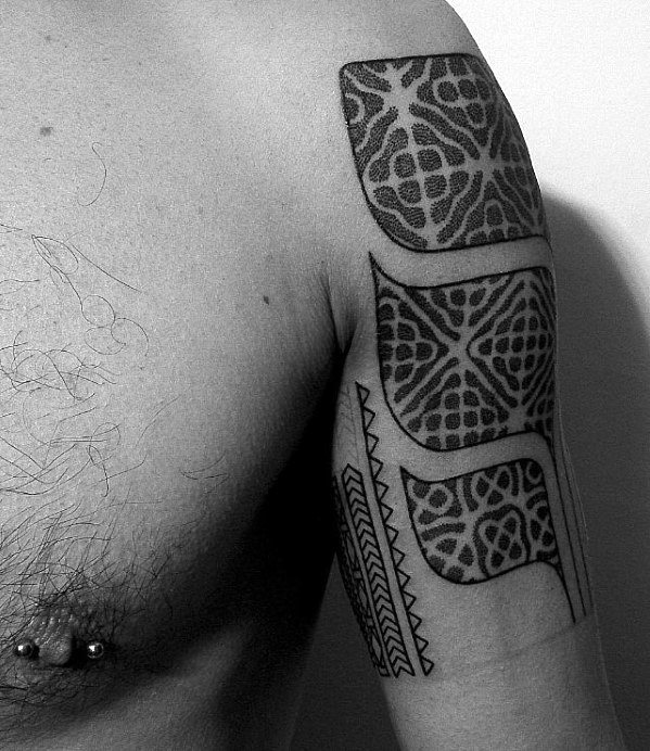 Mens Geometric Arm Tattoo Design Inspiration