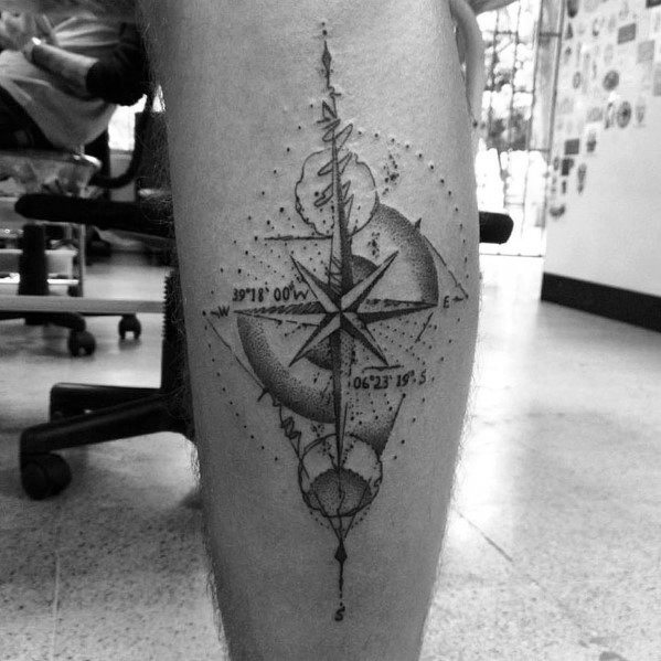 Mens Geometric Compass Tattoo Design Ideas