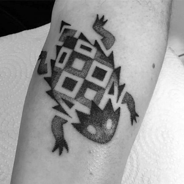 Mens Geometric Dotwork Toad Tattoo Design Inspiration