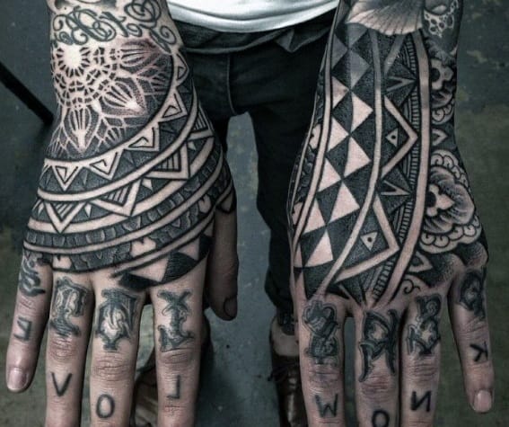 Mens Geometric Hand Tattoo Design Ideas