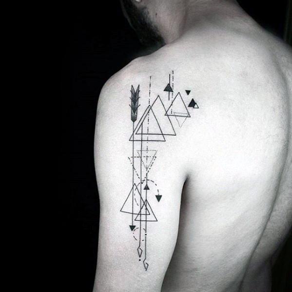 Mens Geometric Shapes With Arrows Simple Arm Tattoos