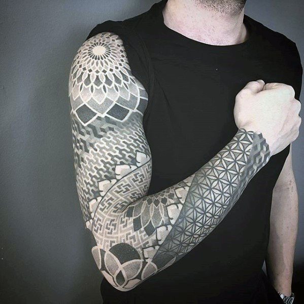 Mens Geometric Sleeve Tattoo Design Ideas