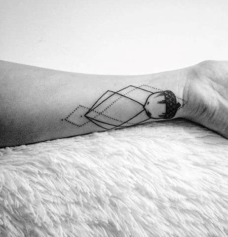 Mens Geometrical Wrist Acorn Tattoos