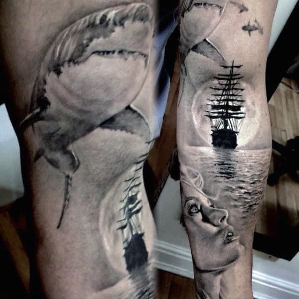 Men's Ghost Ship Tattoo Inner Arms