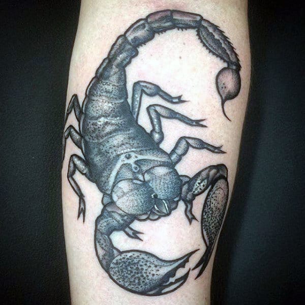 Mens Giant Grey Scorpion Tattoo Forearms