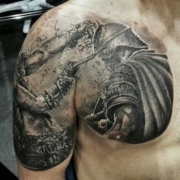 Men's Gladiator Tattoos On Chest