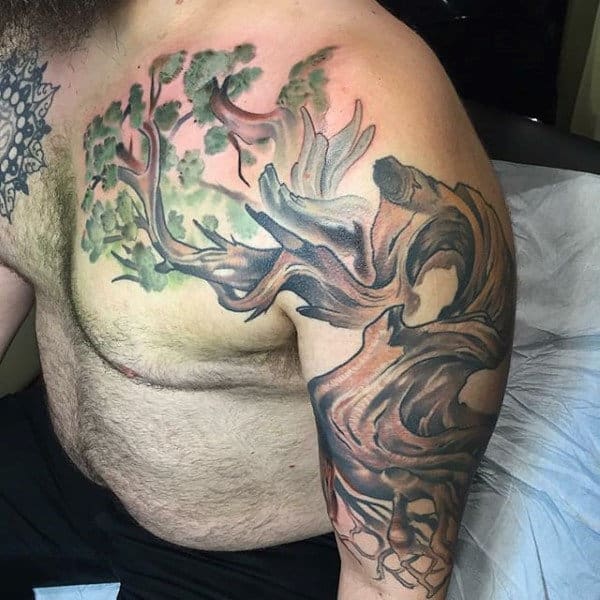 Mens Half Sleeve Tree Tattoo Inspiration