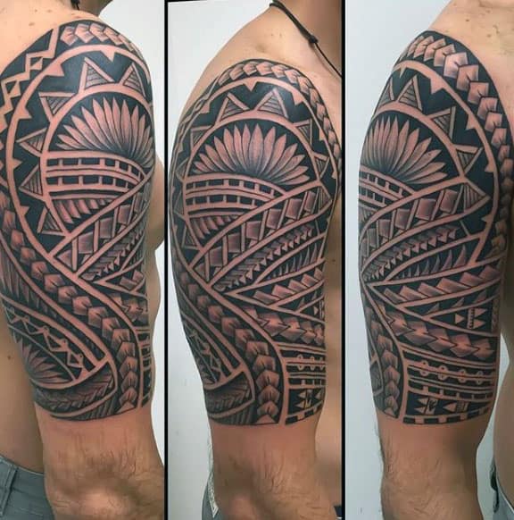 Mens Half Sleeve Tribal Arm Tattoo Design Ideas