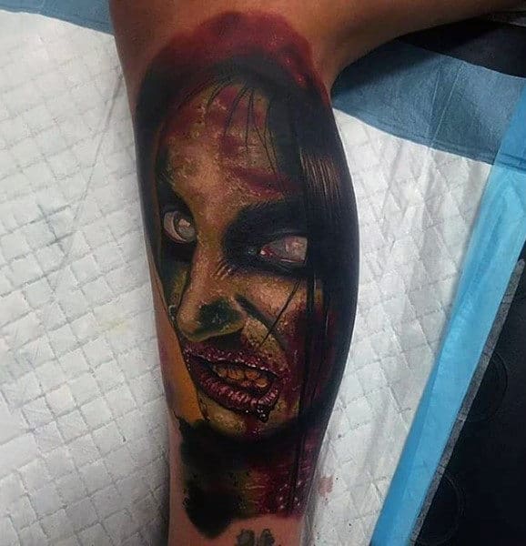 Mens Half Sleeve Zombie Tattoo