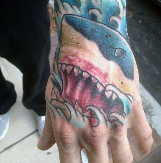 Men's Hammerhead Shark Tattoo On Hands
