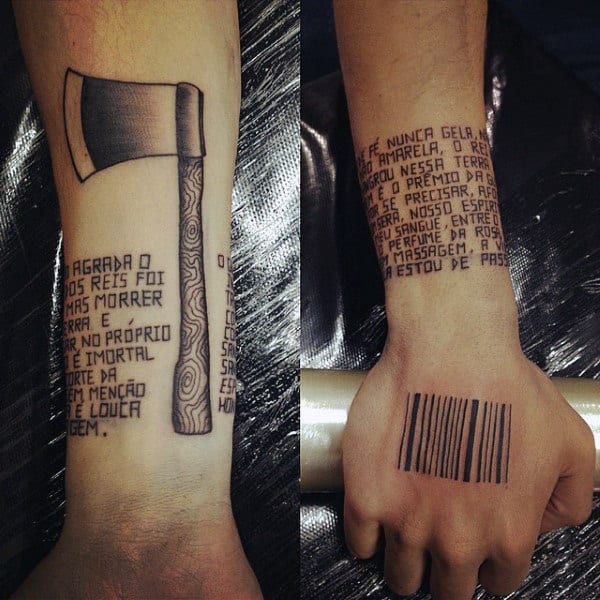 Mens Hand Barcode Tattoos