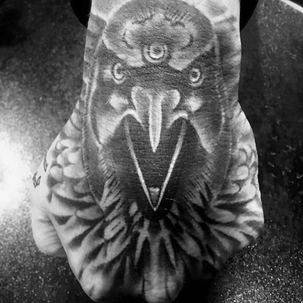 Mens Hand Crow Shaded Game Of Thrones Tattoo
