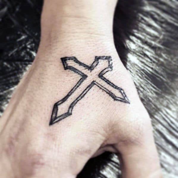 Mens Hand Simple Cross Tattoo Ideas