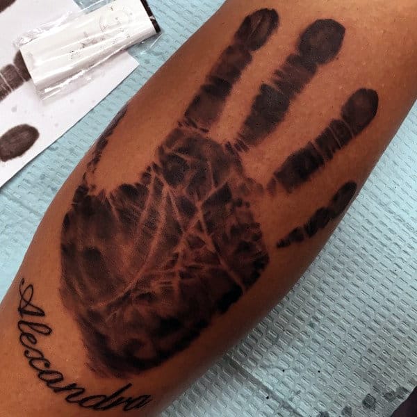 Mens Handprint Leg Tattoo Design Ideas