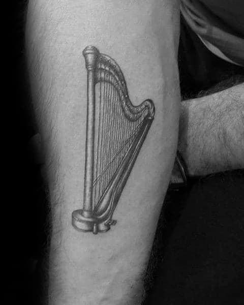 Mens Harp Tattoo Design Ideas Inner Forearm