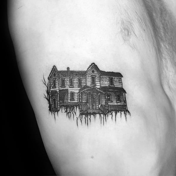 Mens Haunted House Tattoo Ideas