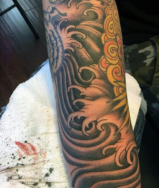 Men's Hawaiian Wave Tattoo