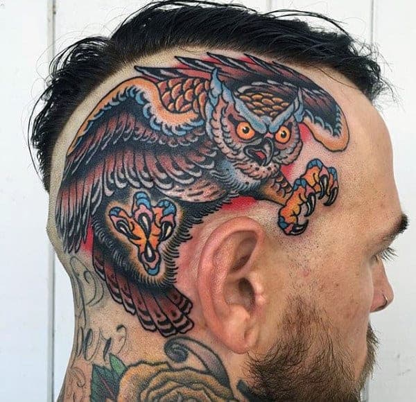 mens-head-traditional-owl-tattoos