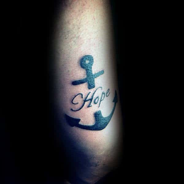 Mens Hope With Anchor Arm Tattoo Designs