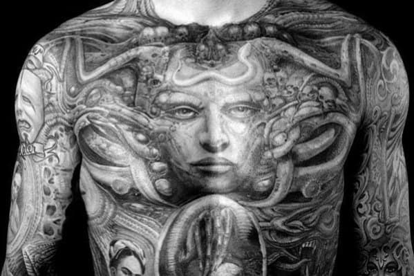 50 Hr Giger Tattoo Designs For Men Swiss Painter Ink Ideas   Mens Hr Giger Tattoo Design Inspiration 